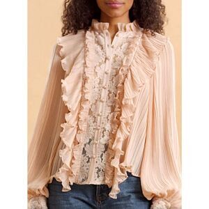 byTiMo Plisse Blouse in Pink NWT Size XS